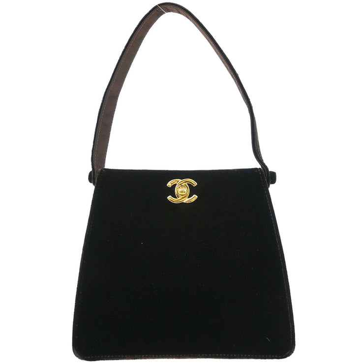 Chanel Dark Brown Velvet Double Sided Turnlock Handbag 125091