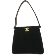 Chanel Dark Brown Velvet Double Sided Turnlock Handbag 125091