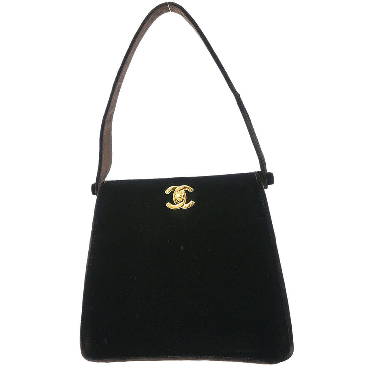 Chanel Dark Brown Velvet Double Sided Turnlock Handbag 125091