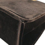 Chanel Dark Brown Velvet Double Sided Turnlock Handbag 125091