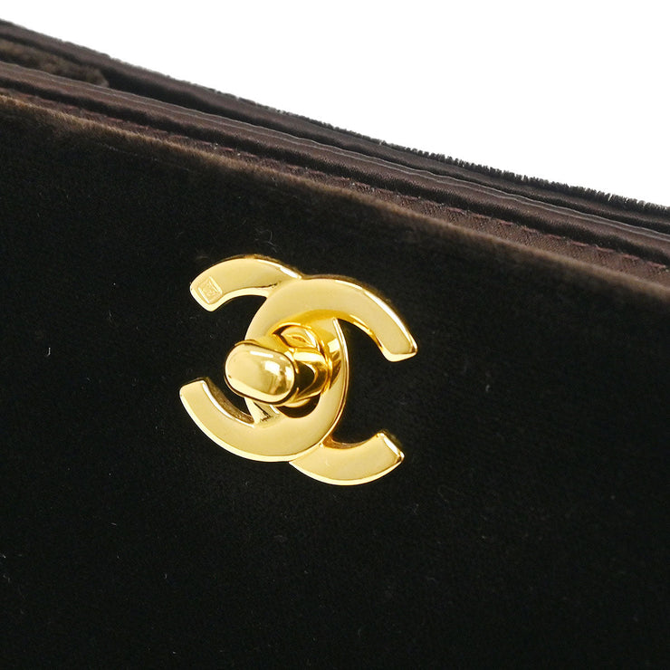 Chanel Dark Brown Velvet Double Sided Turnlock Handbag 125091