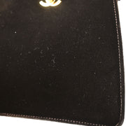 Chanel Dark Brown Velvet Double Sided Turnlock Handbag 125091