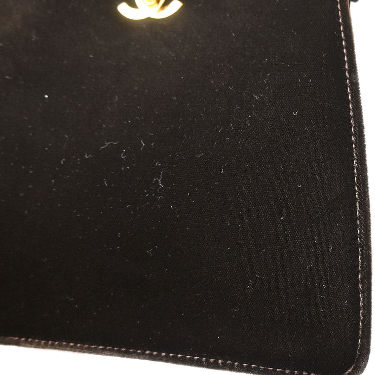 Chanel Dark Brown Velvet Double Sided Turnlock Handbag 125091