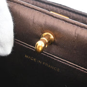 Chanel Dark Brown Velvet Double Sided Turnlock Handbag 125091