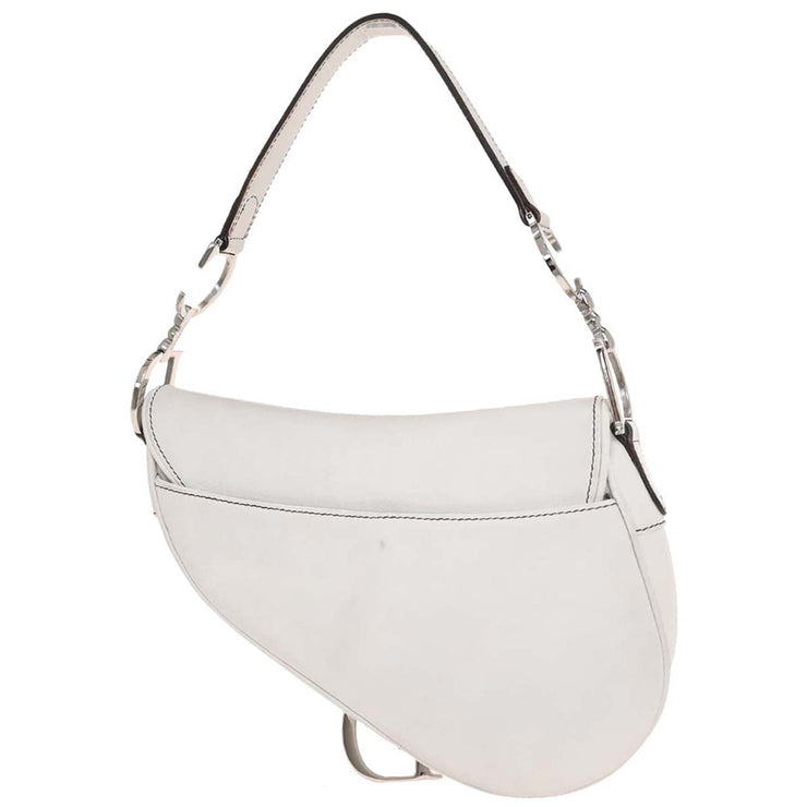 Christian Dior White Leather Saddle Handbag RU1002 125093
