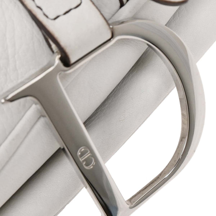 Christian Dior White Leather Saddle Handbag RU1002 125093