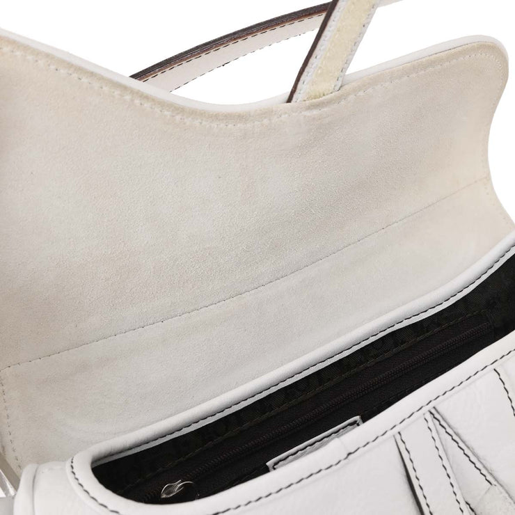 Christian Dior White Leather Saddle Handbag RU1002 125093