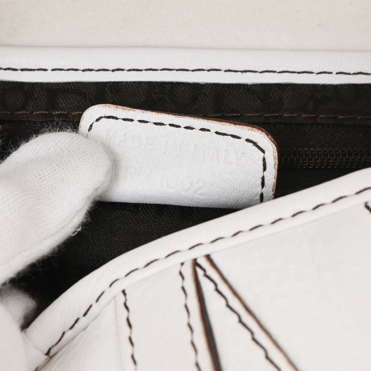 Christian Dior White Leather Saddle Handbag RU1002 125093