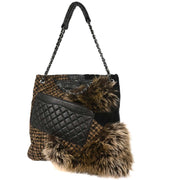 Chanel  Black Calfskin Tweed Mademoiselle Lock Shoulder Bag 125096
