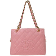 Chanel Pink Calfskin Petite Timeless Tote PTT Chain Handbag 125098