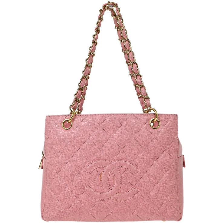 Chanel Pink Calfskin Petite Timeless Tote PTT Chain Handbag 125098
