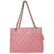 Chanel Pink Calfskin Petite Timeless Tote PTT Chain Handbag 125098