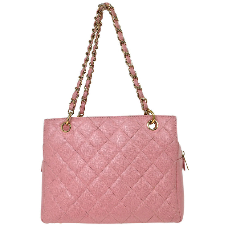 Chanel Pink Calfskin Petite Timeless Tote PTT Chain Handbag 125098