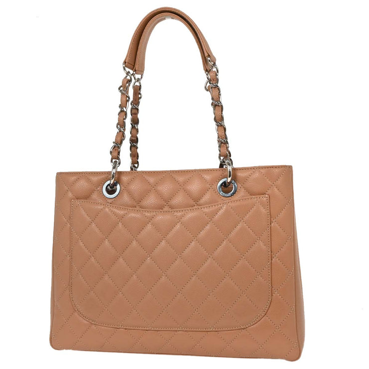 Chanel Pink Beige Calfskin Grand Shopping Tote GST Chain Handbag 125100