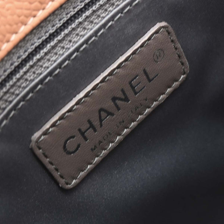 Chanel Pink Beige Calfskin Grand Shopping Tote GST Chain Handbag 125100