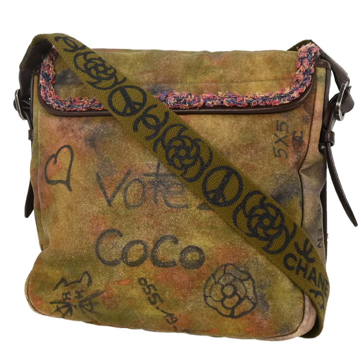 Chanel Khaki On The Pavements Graffiti Messenger Bag 125105