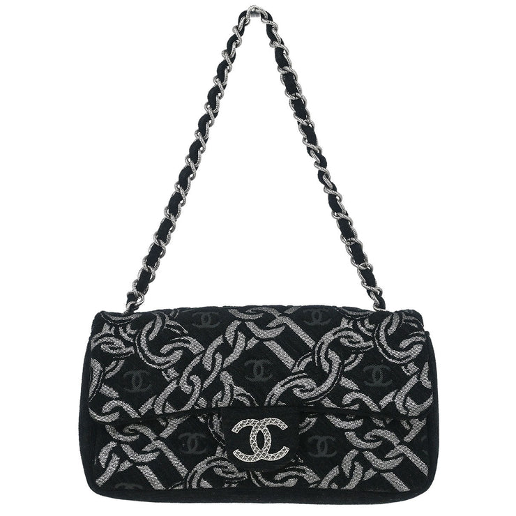 Chanel Black Canvas Chain Print Handbag 125111