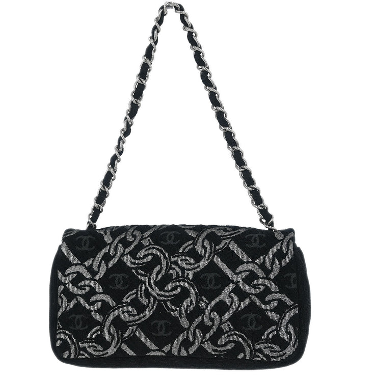 Chanel Black Canvas Chain Print Handbag 125111