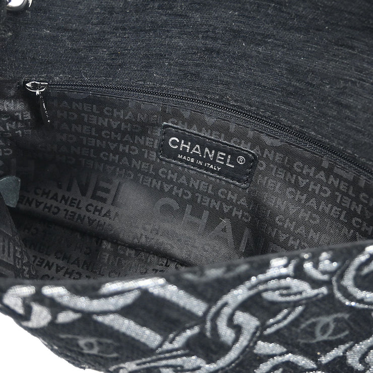 Chanel Black Canvas Chain Print Handbag 125111