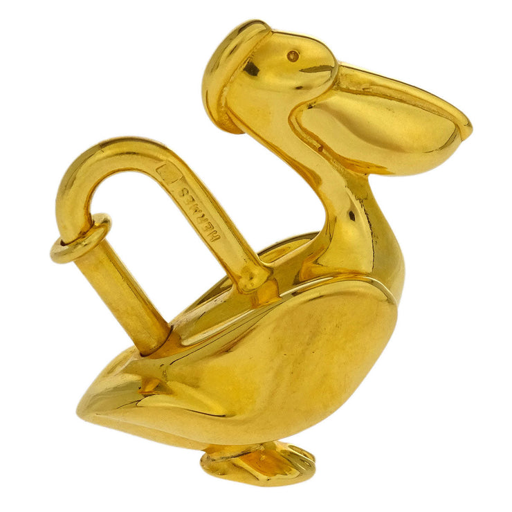 Hermes Pelican Motif 1992 Limited Cadena Padlock Gold Bag Charm 125114