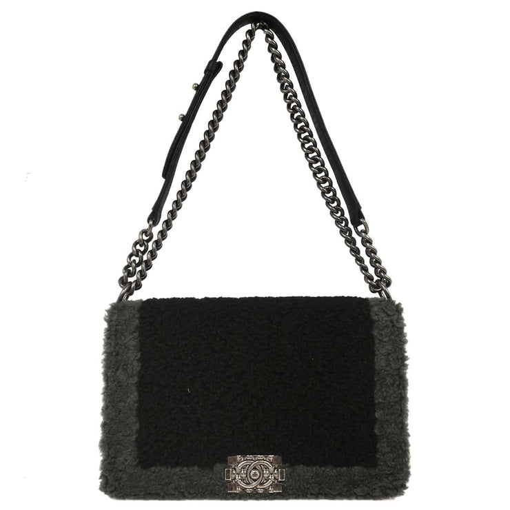 Boy Chanel Black Mouton Medium Shoulder Bag 125118