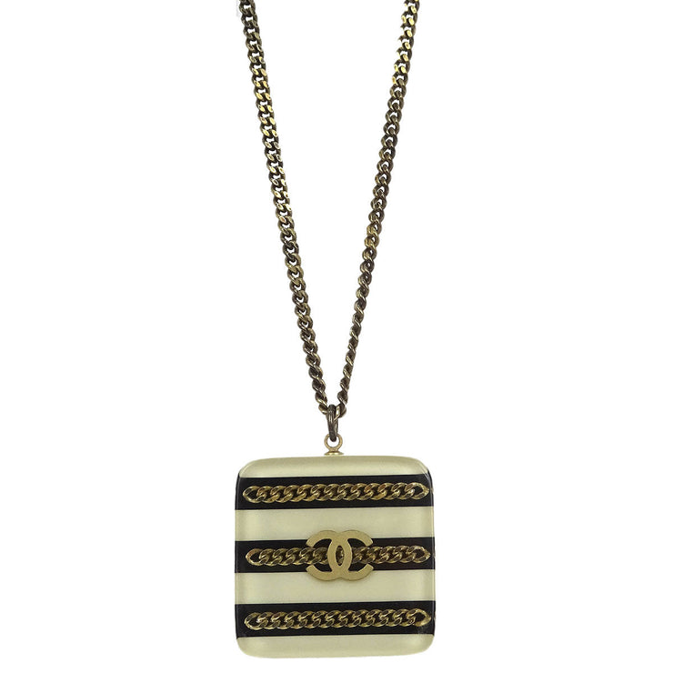 Chanel Gold Square Chain Pendant Necklace 06A 125122