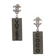 Chanel Dangle Piercing Earrings Silver 15S 125123