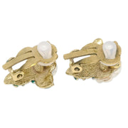 Chanel Gold White Camellia Earrings Clip-On 04A 125124