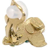 Chanel Gold White Camellia Earrings Clip-On 04A 125124