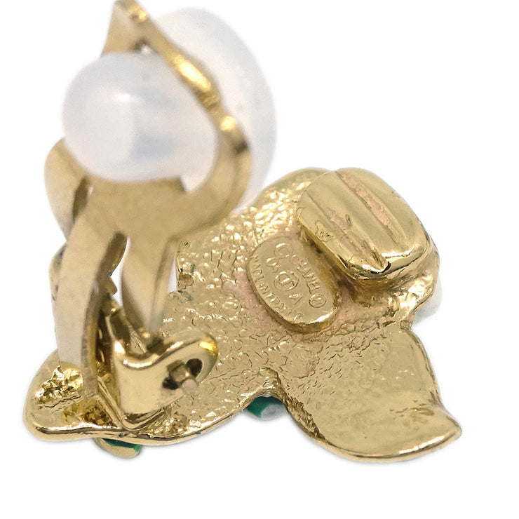 Chanel Gold White Camellia Earrings Clip-On 04A 125124