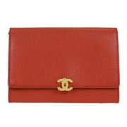 Chanel Vermilion Red Calfskin Wallet Purse 125129