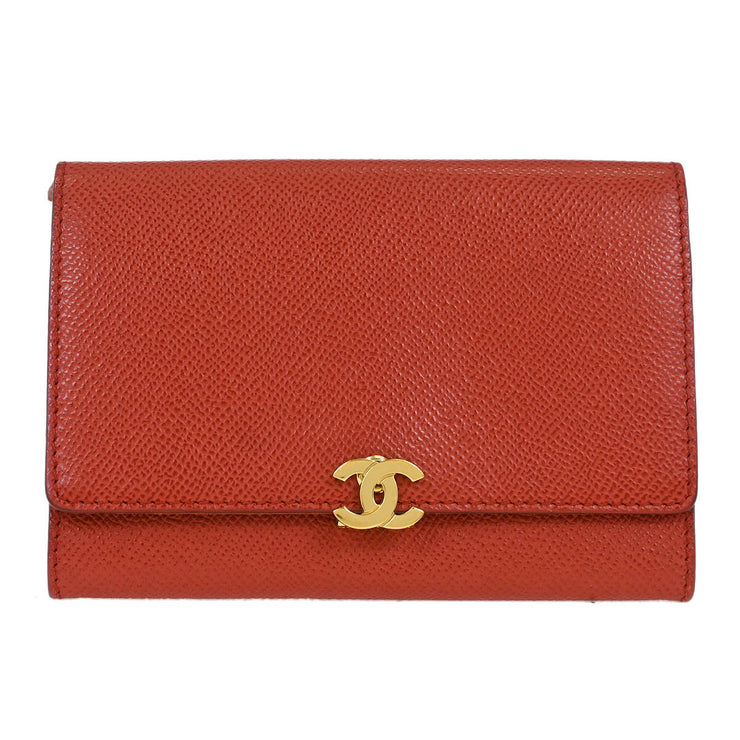 Chanel Vermilion Red Calfskin Wallet Purse 125129