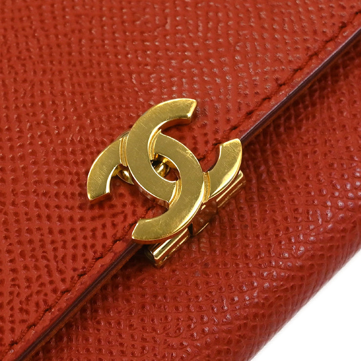 Chanel Vermilion Red Calfskin Wallet Purse 125129