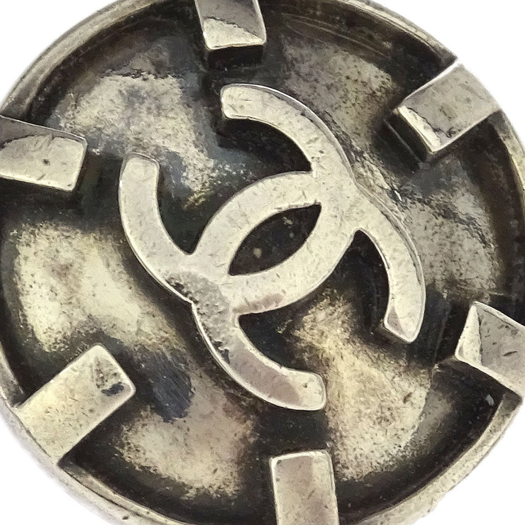 Chanel Button Earrings Clip-On Silver 96P 125134