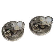 Chanel Button Earrings Clip-On Silver 96P 125134