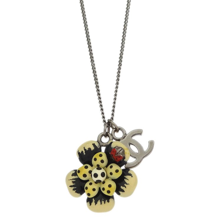 Chanel Flower Pendant Necklace Silver 06P 125135