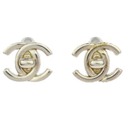 Chanel CC Turnlock Earrings Clip-On Silver Small 96A 125136