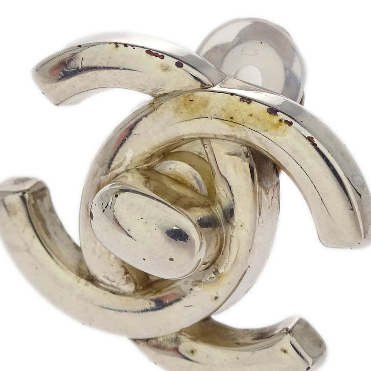 Chanel CC Turnlock Earrings Clip-On Silver Small 96A 125136