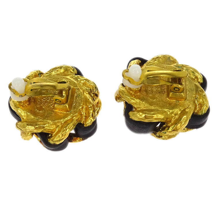 Chanel Artificial Pearl Button Earrings Clip-On Gold 93A 125137