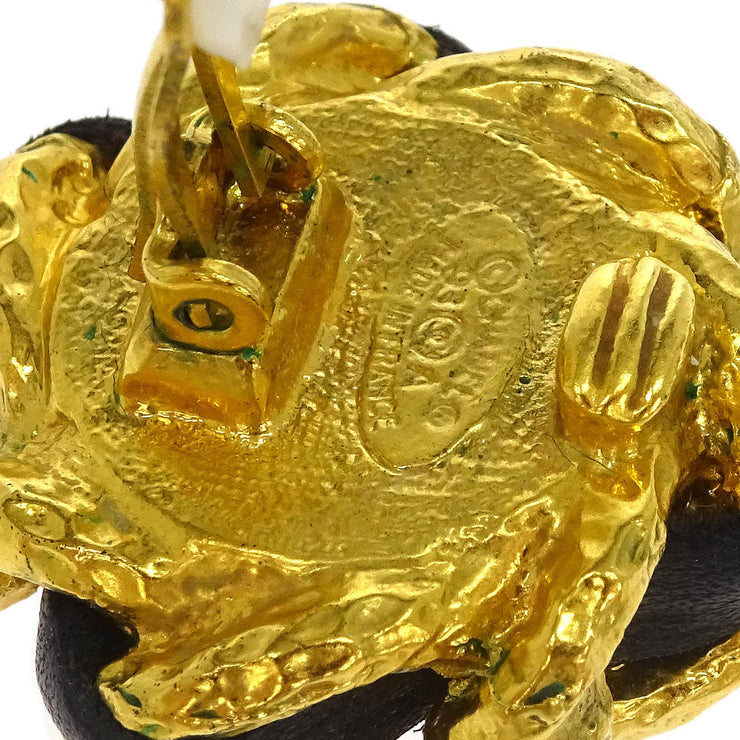 Chanel Artificial Pearl Button Earrings Clip-On Gold 93A 125137