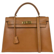 Hermes Natural Pigskin Kelly 32 Sellier Handbag 5 Circle:X 125138
