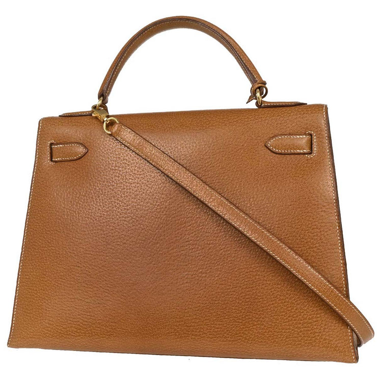 Hermes Natural Pigskin Kelly 32 Sellier Handbag 5 Circle:X 125138