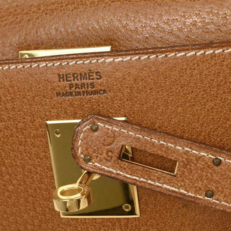 Hermes Natural Pigskin Kelly 32 Sellier Handbag 5 Circle:X 125138