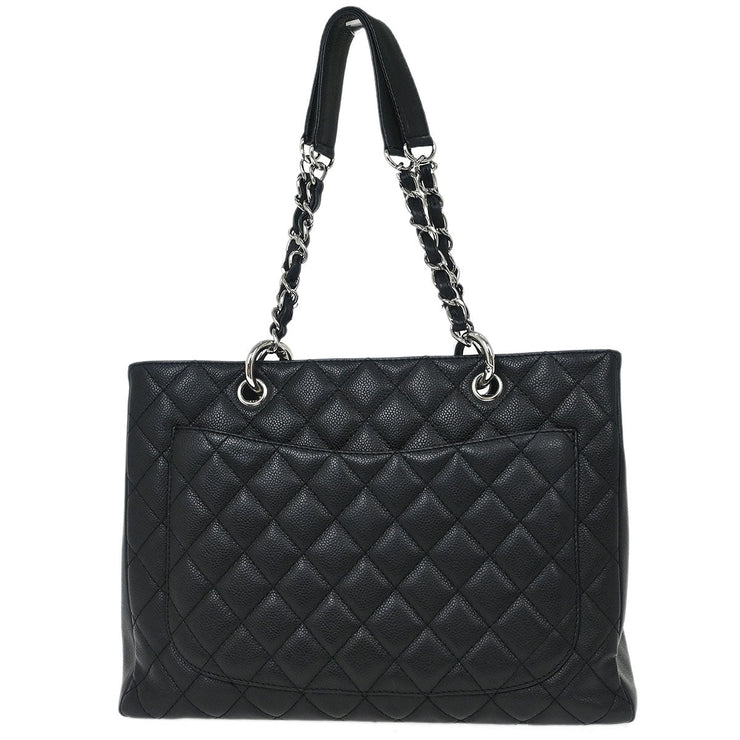 Chanel Black Calfskin Grand Shopping Tote GST Chain Handbag 125139