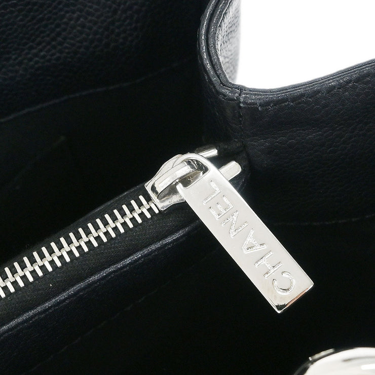 Chanel Black Calfskin Grand Shopping Tote GST Chain Handbag 125139