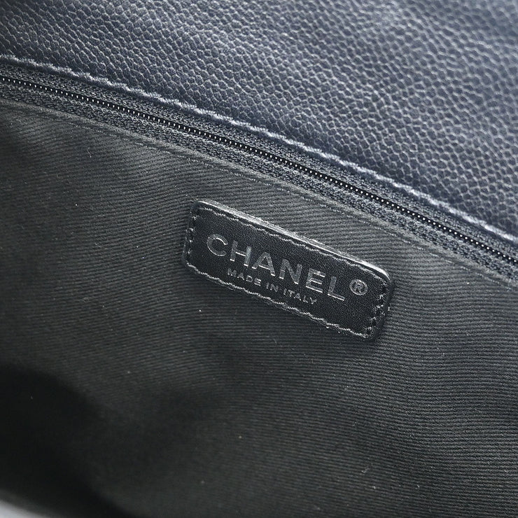 Chanel Black Calfskin Grand Shopping Tote GST Chain Handbag 125139