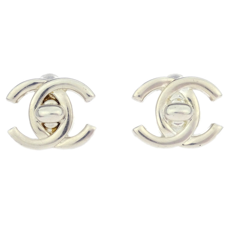 Chanel CC Turnlock Earrings Clip-On Silver Small 97P 125143