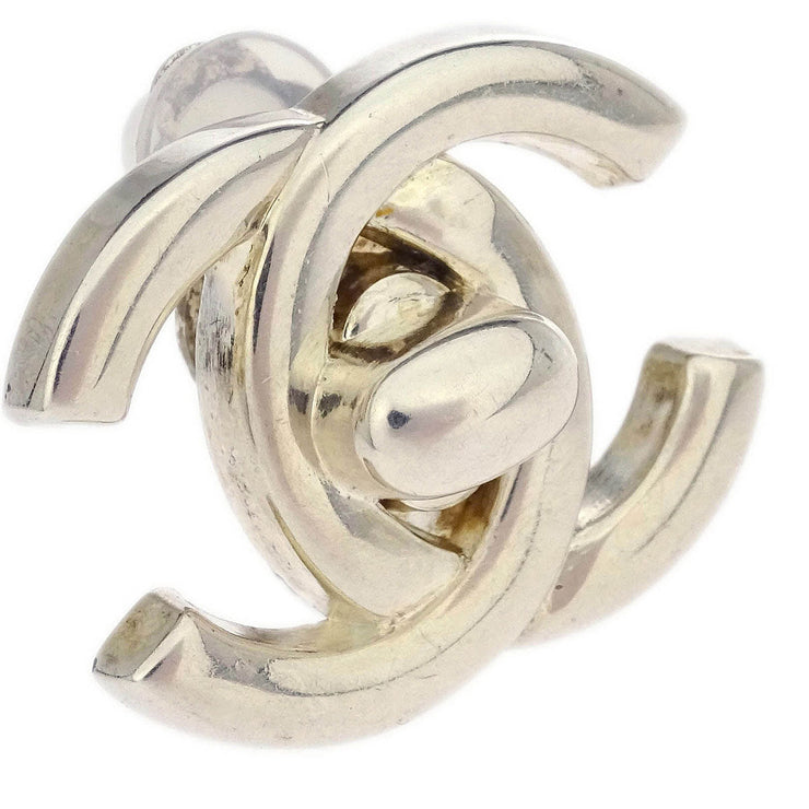 Chanel CC Turnlock Earrings Clip-On Silver Small 97P 125143