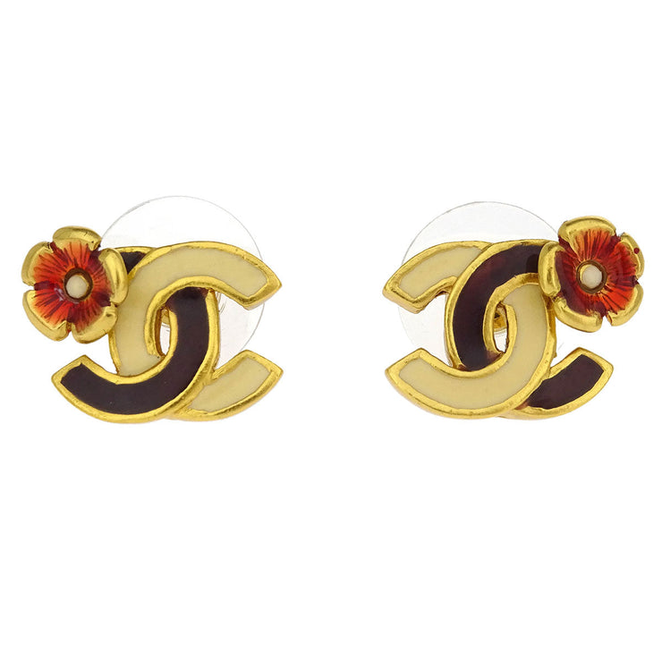 Chanel Piercing Earrings Gold CC 03P 125144