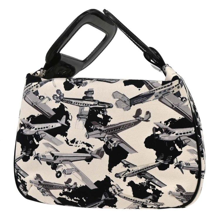 Chanel White Canvas Handbag 125166